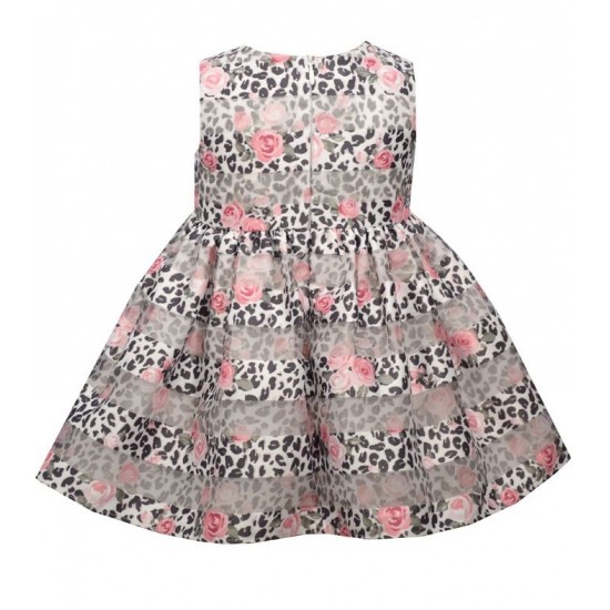 Baby Girls Ivory and Coral Rose Fit-and-Flare Party Dress Baby Girls Ivory and Coral Rose Fit-and-Flare Party Dress