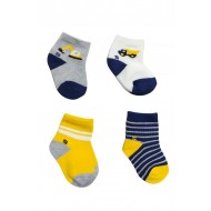 Jumping Beans 4 Pairs Crew Socks – Truck & Stripes Design