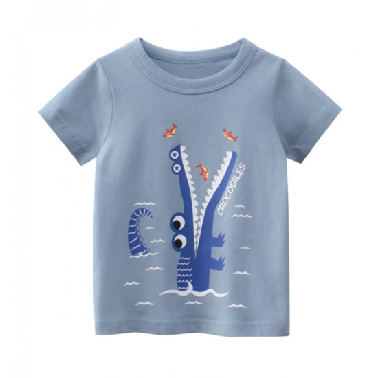 Toddler Boys Ocean Crocodile Graphic T-Shirt – Short Sleeve Cotton Tee