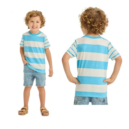 Toddler Boys' Short Sleeve Jersey Knit T-Shirt Cream Bue - Cat & Jack