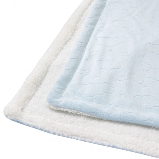 Mink and Sherpa Baby Blanket and Neck Pillow Set - Blue