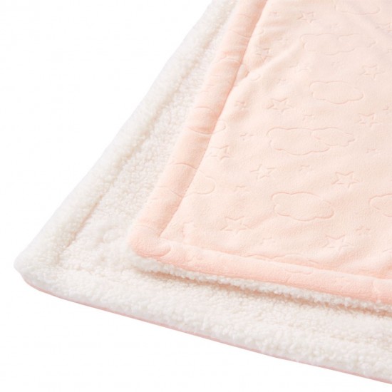 Mink and Sherpa Baby Blanket and Neck Pillow Set - Pink