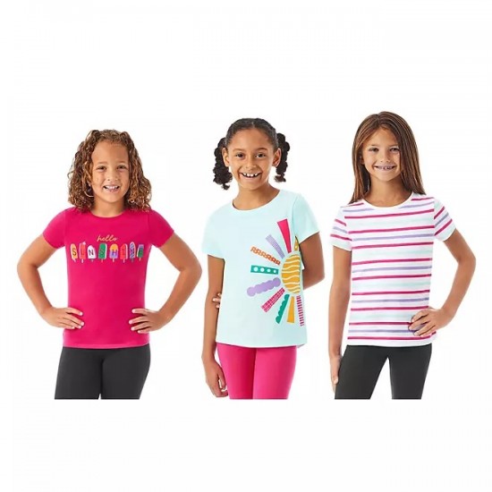 Girls 3-Pack Short Sleeve Graphic Tee by Member's Mark - Hello Sunshine