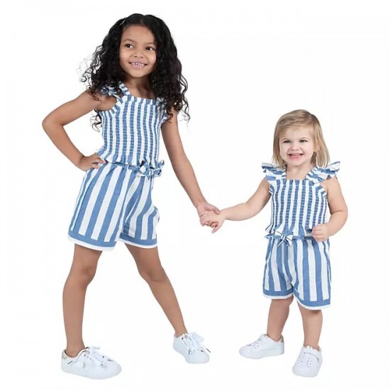 Rare Editions Toddler 2-Piece Short Set- Blue Stripe