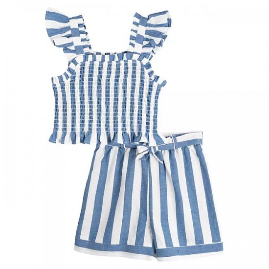 Rare Editions Toddler 2-Piece Short Set- Blue Stripe