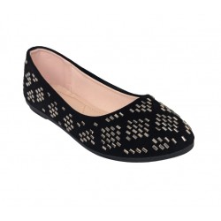 Link Girl Link Studded Ballet Flat - Black Nuback 