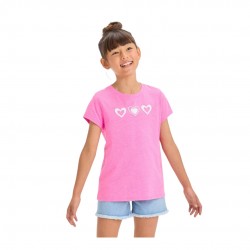 Cat & Jack Girls' Short Sleeve Leopard Printed Heart Graphic T-Shirt - Neon Pink