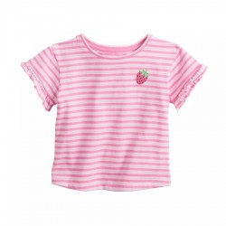 Baby Girl Jumping Beans Pink Striped Drop Shoulder Tee