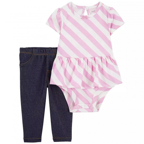 Carter's 2-Piece Striped Peplum Bodysuit and Pant Set - Baby Girl 