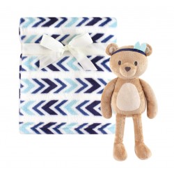 Hudson Baby Infant Plush Blanket with Toy - Aztec Bear