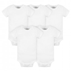 Mighty Goods 5-Pack Baby Neutral White Short Sleeve Bodysuits