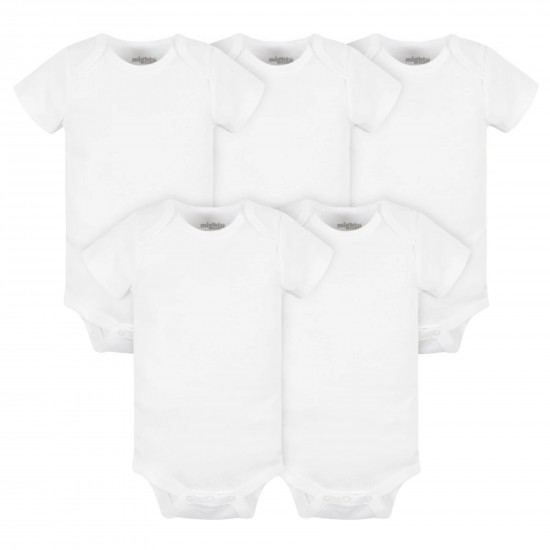 Mighty Goods 5-Pack Baby Neutral White Short Sleeve Bodysuits