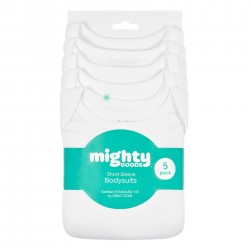 Mighty Goods 5-Pack Baby Neutral White Short Sleeve Bodysuits Mighty Goods 5-Pack Baby Neutral White Short Sleeve Bodysuits