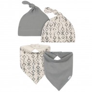 Modern Moments 4-Piece Baby Neutral Tribal & Grey Caps and Bibs Set Modern Moments 4-Piece Baby Neutral Tribal & Grey Caps and Bibs Set