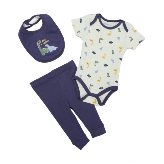 Baby Views 3pc. Dino Bodysuit Pants & Bib Set - Baby Boy (NB-9M) 