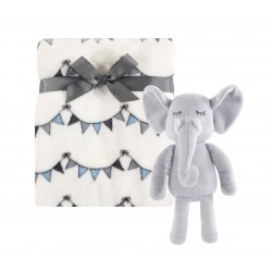 Hudson Baby Infant Plush Blanket with Toy - Modern Elephant