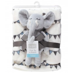 Hudson Baby Infant Plush Blanket with Toy - Modern Elephant Hudson Baby Infant Plush Blanket with Toy - Modern Elephant