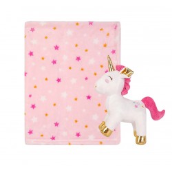 Luvable Friends Baby Infant Plush Blanket with Toy - Unicorn