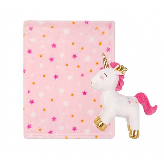 Luvable Friends Baby Infant Plush Blanket with Toy - Unicorn