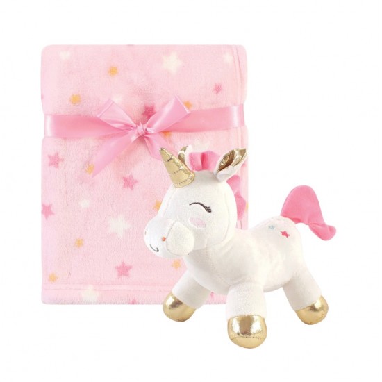 Luvable Friends Baby Infant Plush Blanket with Toy - Unicorn