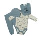 René Rofé 4PCS One of a Kind BODYSUIT PANT HAT BIBS - 0-9 months 