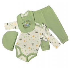 René Rofé 4PCS Wild About Mommy BODYSUIT PANT HAT BIBS - 0-9 months 