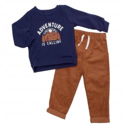 Baby and Toddler Boy Adventure Calling Corduroy Pants Set - by Bon Bebe 