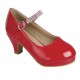 Girls' Dress Pumps with Rhinestone Embellished Mary-Jane Strap - RED Girls' Dress Pumps with Rhinestone Embellished Mary-Jane Strap - RED