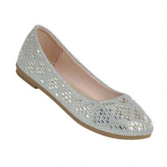 Link Girl Link Studded Ballet Flat - SILVER