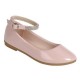 Girls Dress Shoes - Patent Shine Flats with Rhinestone Strap - PINK