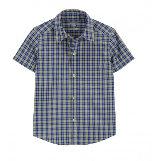 Carter's Boys' Short Sleeve Plaid Button-Down Shirt