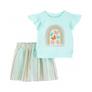 Carter's Toddler 2-Piece Butterflies Flutter Top & Striped Skort Set