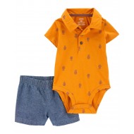 Carter's Baby Boy 2-Piece Pineapple Polo Bodysuit & Short Set