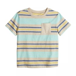 Baby & Toddler Boy Jumping Beans Striped Chest Pocket Tee - Aqua Tan Stripe 