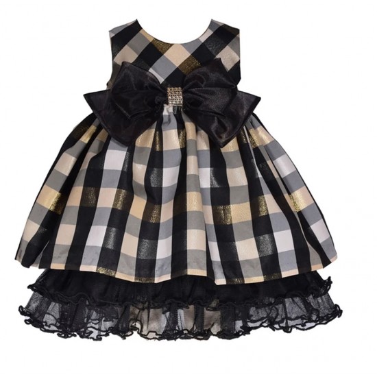 Bonnie Jean Sleeveless Taffeta Plaid Dress with Novelty Skirt 12-24M