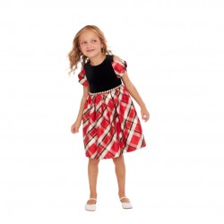 Bonnie Jean Stretch Velvet & Taffeta Plaid Party Dress 4-6X Bonnie Jean Stretch Velvet & Taffeta Plaid Party Dress 4-6X