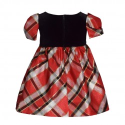 Bonnie Jean Stretch Velvet & Taffeta Plaid Party Dress Newborn -9 M  Bonnie Jean Stretch Velvet & Taffeta Plaid Party Dress Newborn -9 M
