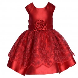 Bonnie Jean Sleeveless Mikado & Lace Party Dress 2T- 4T Bonnie Jean Sleeveless Mikado & Lace Party Dress 2T- 4T