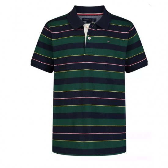 Tommy Hilfiger Boys' Striped Cotton-Blend Polo Shirt  8-20