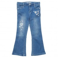 Wallflower Girls' Hailey Flare Jeans with Embroidered Heart & Floral 2T-4T