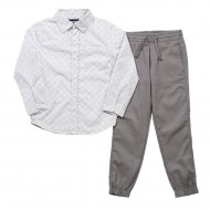 Tony Hawk Boys' 2-Piece Button-Down Shirt & Joggers Set - Gray/White 