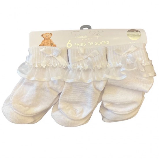 Rene Rofe Baby Girls' 6-Pack White Lace Socks