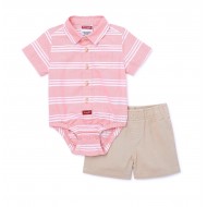 Wrangler Baby Boys 2-Piece Collared Bodysuit and Shorts Outfit Set