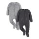 Gerber Baby Boy Sleep ´N Play Footed Cotton Pajamas, 2-Pack - Grey