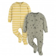 Gerber Baby Boy Sleep ´N Play Footed Cotton Pajamas, 2-Pack - Green 