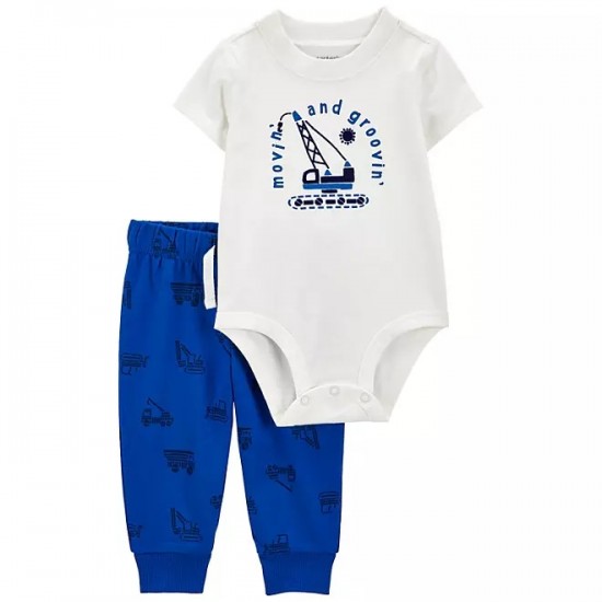 Carter's Boys 3 Piece Bodysuit Pant Set - Contruction 