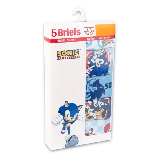 Sonic The Hedgehog Boys Cotton Brief Character Underwear 5-Pack Size 4-8