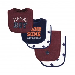 Hudson Baby Bib and Burp Cloth Set 5-in-1 Mamas Boy