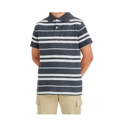 Boys' Short Sleeve Chest Striped Polo T-Shirt - Blue Hue