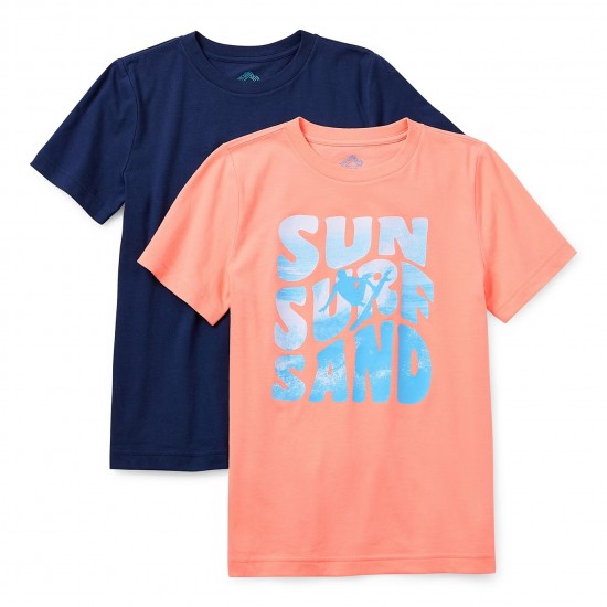 Boys’ 2-Pack Soft Cotton Jersey T-Shirts – Crew Neck Short Sleeve Tees Blue/Orange  Boys’ 2-Pack Soft Cotton Jersey T-Shirts – Crew Neck Short Sleeve Tees Blue/Orange